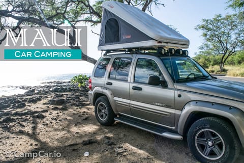 Maui car camping in a Jeep with a rooftop tent, let the adventure begin! Camp right on the beach and fall asleep to the sound of the ocean!