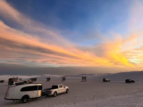 Enjoying the fiery sunset at White Sands National Park
