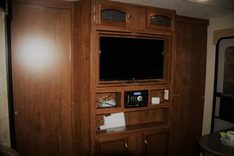 Entertainment center.  Includes a DVD player, Wii, and radio.
