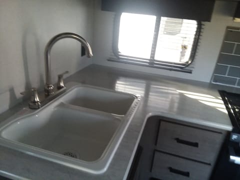 Double Sink and drawers for eating utensils 