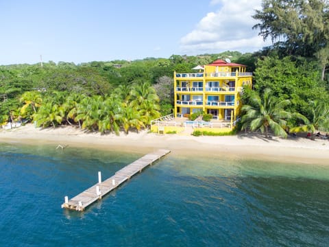 Beach view showing our amazing location.  We're the middle left unit.