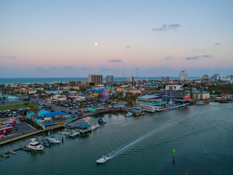 Aerial view of SPI's entertainment district, consisting of several popular bars frequented by locals and visitors alike.