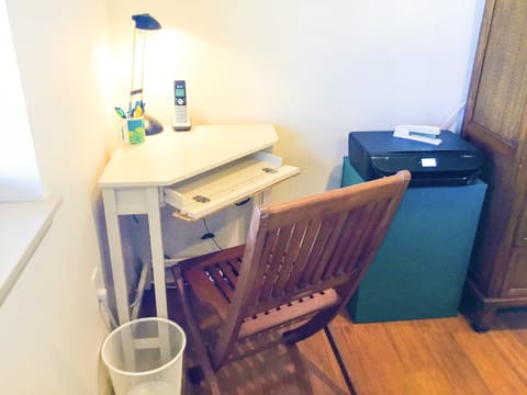 Computer desk, 2 drawer file cabinet, office supplies, wi-fi printer