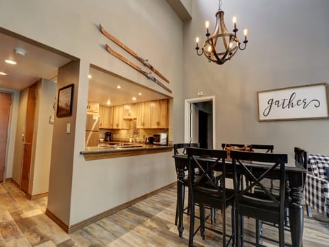 The kitchen opens up nicely to the dining and living area.