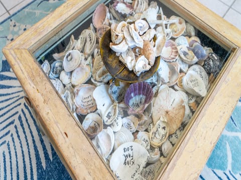 Tropical Paradise Living Room Coffee Table with Guest Signed Shells