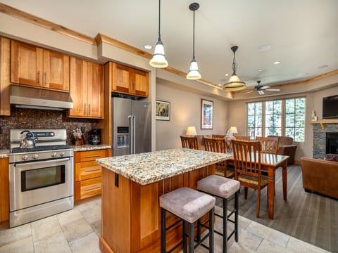 Chefs kitchen with all stainless appliances and open floor plane for cooking and entertaining Breakfast bar that seats 2