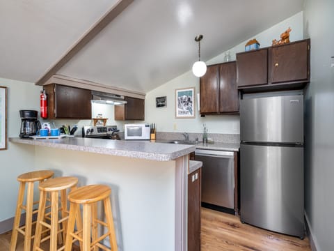 Freshly remodeled kitchen with brand new stainless steel appliances.