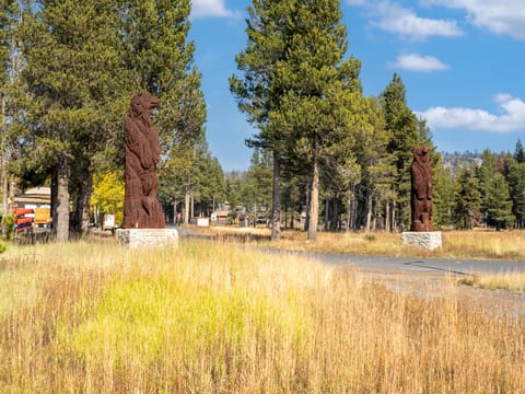 The iconic bear carvings welcome you to Bear Valley!