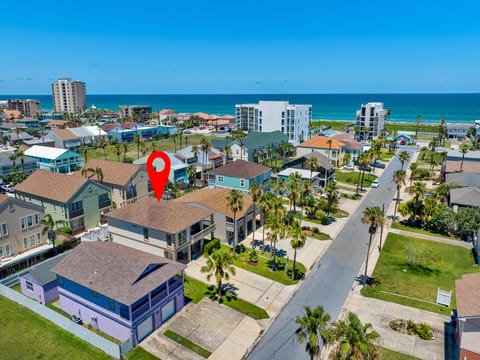 Aerial view of the property just 1/2 a block to the beach!