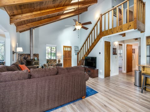 Living area and staircase.  (Pine Mountain Lake Vacation Rental - Three Wild Turkeys - Unit 4 Lot 160)