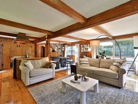 Open floor plan kitchen dining and living room