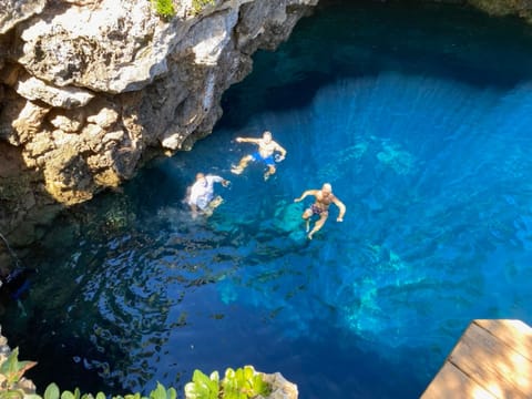 Swimming at the Sapphire Blue Hole