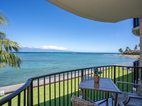 Enjoy beach views from the lanai