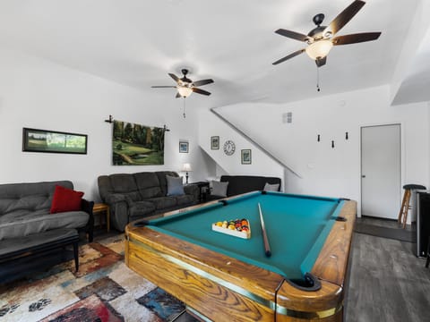 Lower level game room with pool table. Pine Mountain Lake Vacation Rental "The Tree House" - Unit 8 Lot 207.