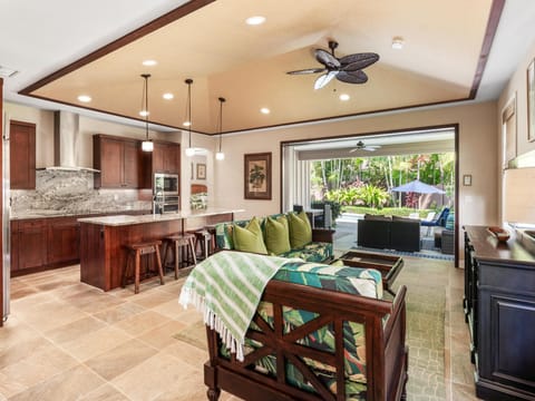 Living space opens up to the lanai