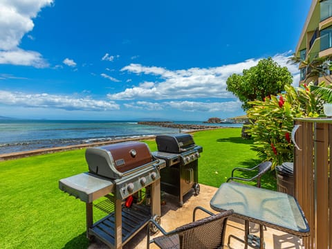 Oceanfront BBQ area on property for outdoor grilling