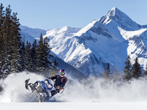 Snowmobiling the beautiful San Juan Mountains.