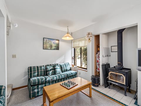 Living Area with Wood burning Fireplace