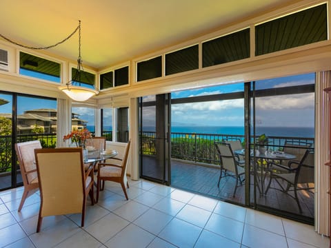 Enjoy indoor/outdoor dining with ocean views