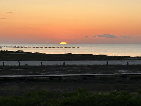 sunset off deck of Chillax