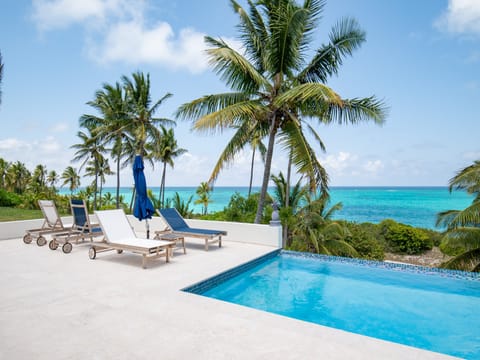 The patio is furnished for lounging.