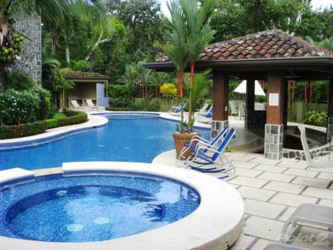 tropical pool and jacuzzi