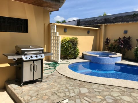 pool, outdoor shower and bbq