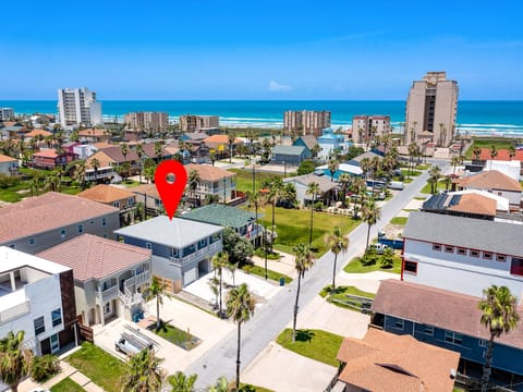 Aerial view of the property with the beach!