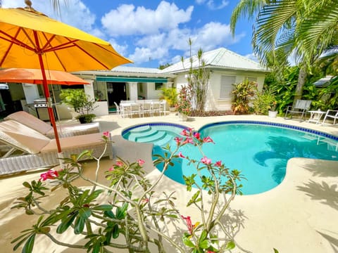 Relaxing pool deck with luxury sun loungers