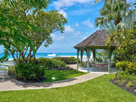 The beachfront gazebo is ideal for dining alfresco