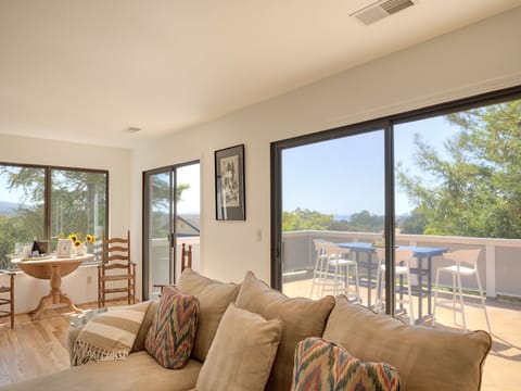 View of the Outdoor Ocean View dining Deck from the Living Room