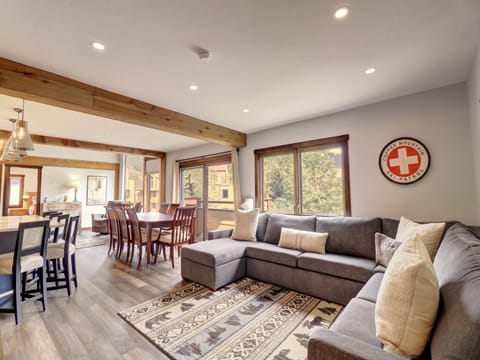 Open concept living and dining area.