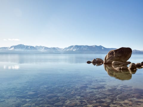 The lake’s crystal-clear waters provide a peaceful escape.