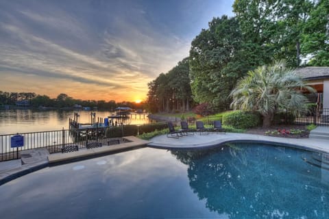 Pool with great views of the lake.