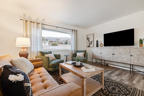 Chic living room with flat-screen TV.