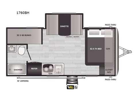 2022 Keystone RV Springdale Mini 1760BH Ziehbarer Anhänger in Tulare