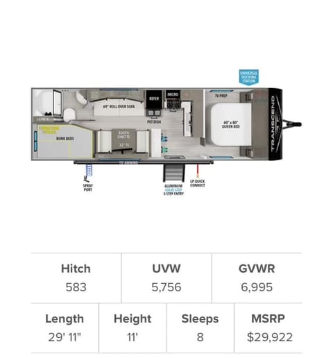 2022 - Transcend 99$ A Night All of August Towable trailer in Millcreek