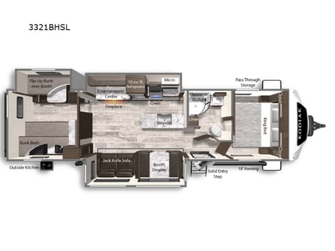 2022 Dutchmen RV Kodiak Ultra-Lite 332BHSL Rimorchio trainabile in Wellington