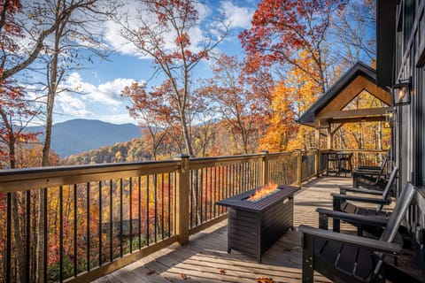 Blue Ridge Mountain views from inside and outside cabin