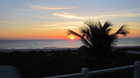 On the beach, sun loungers, beach towels