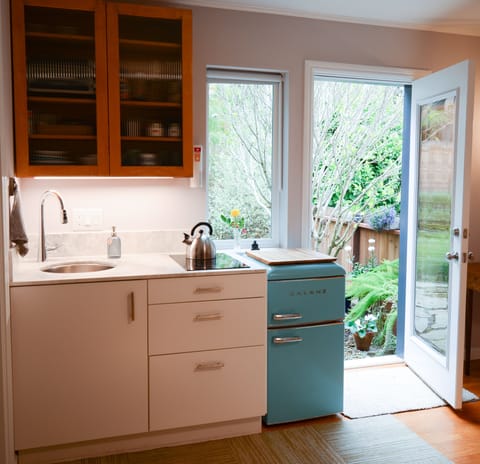 Fridge, oven, stovetop, coffee/tea maker