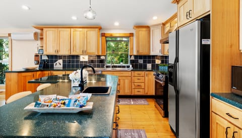 Castaway has a well stocked kitchen on the main floor. 