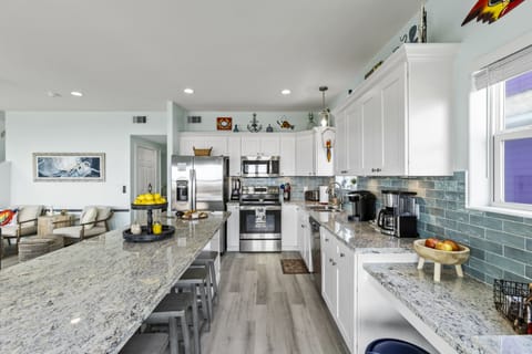 Spacious, fully stocked kitchen for feeding your crew.