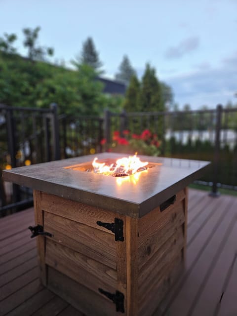 Gas fire table on private deck