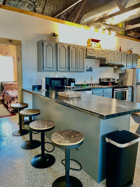 comfy stools and great area to set-up for remote work.