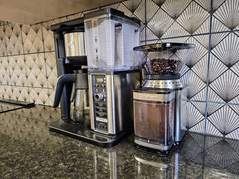 A Keurig and coffee grinder make mornings easy and enjoyable