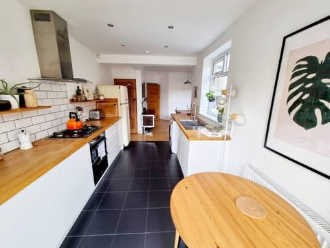 The kitchen is stocked with everything you expect from a family home