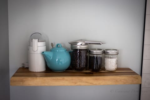 Kicking Horse coffee, Silk Road teas, cream and milk are provided.