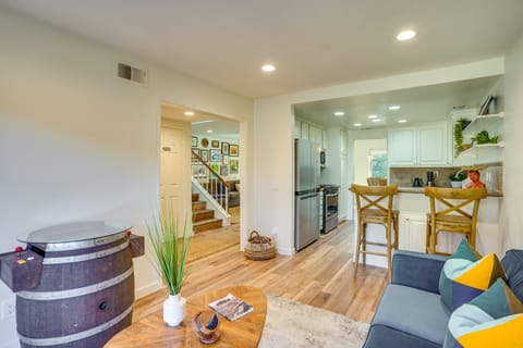 TV, fireplace, books