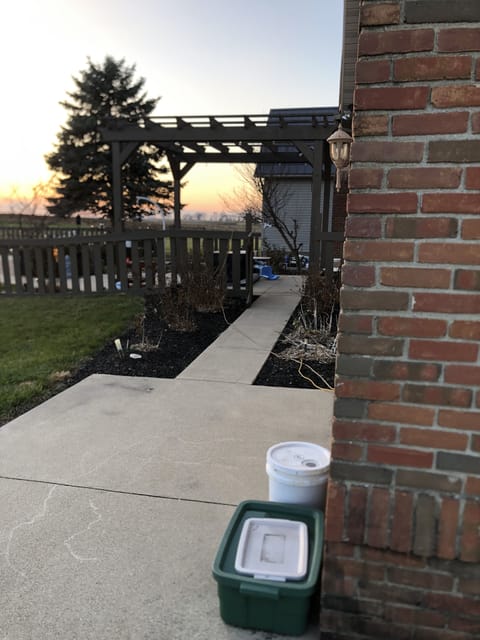 Back walk to private basement entrance.